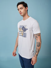 Mens Chest Printed  Round Neck Tshirt